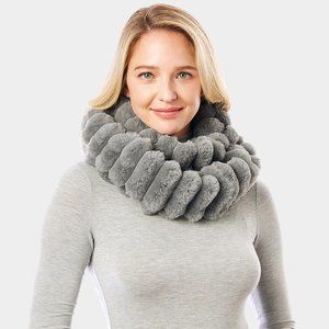 Grey Soft Faux Fur Infinity Scarf